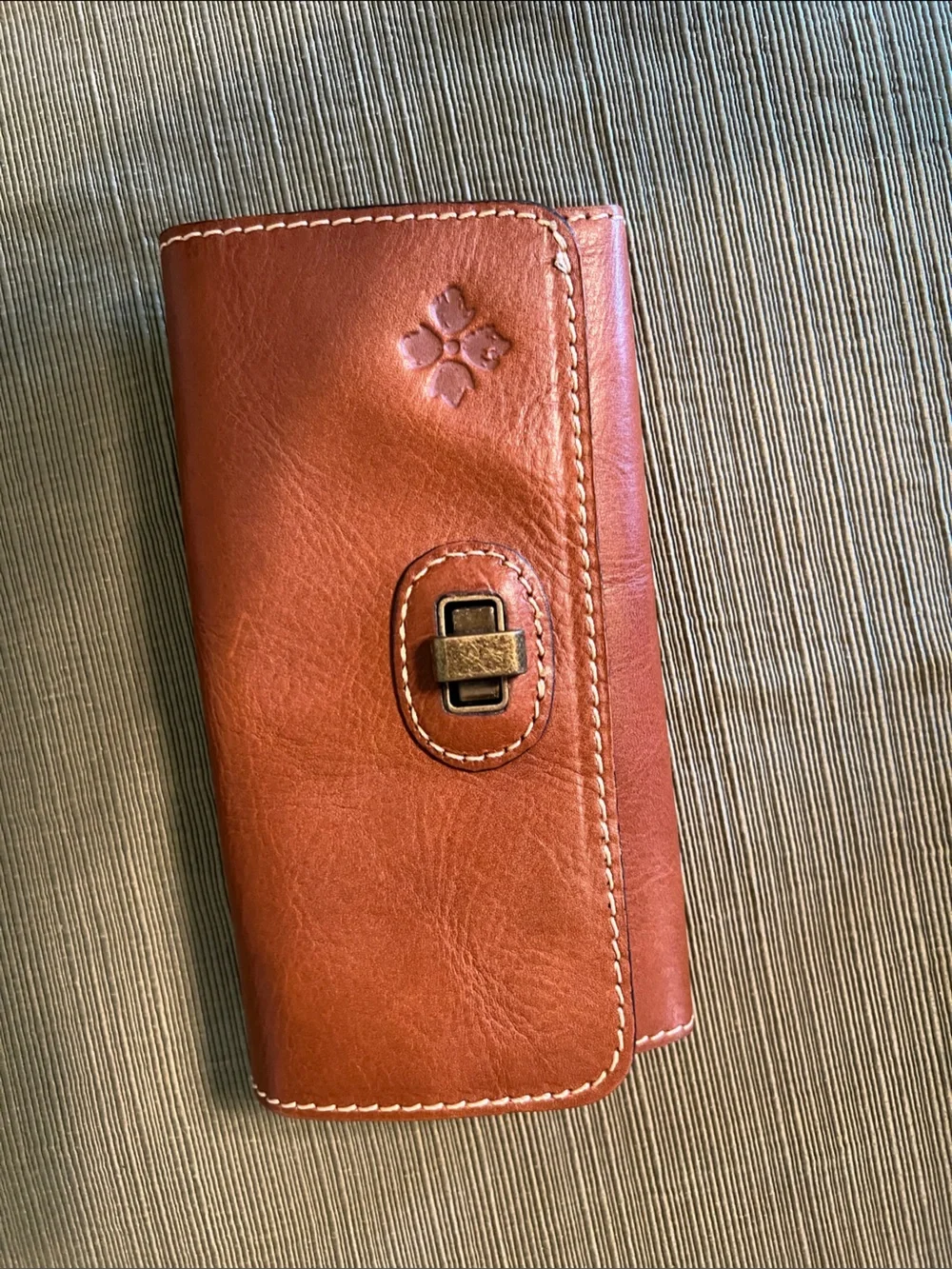 Patricia Nash Cognac Leather Crossbody with Buckle Detail and Matching Wallet